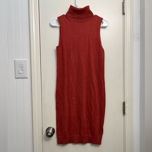 Sleeveless Burnt Orange Turtleneck Dress